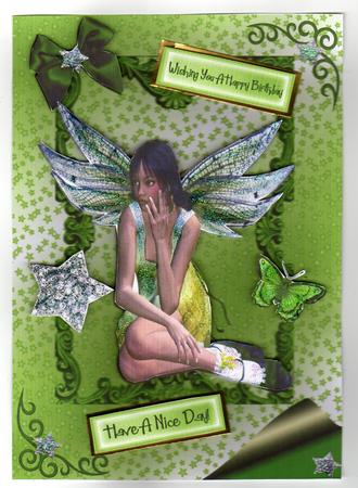 Pretty Little Faerie in Green Frame by Kay Bowley
