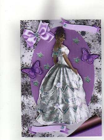 Pretty Lady in White Gown with Diamond Stars by Kay Bowley