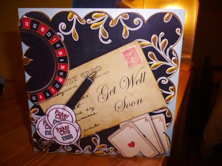 Black Roulette Get Well Soon 8in Scallop Decoupage Topper by Nicky Croft
