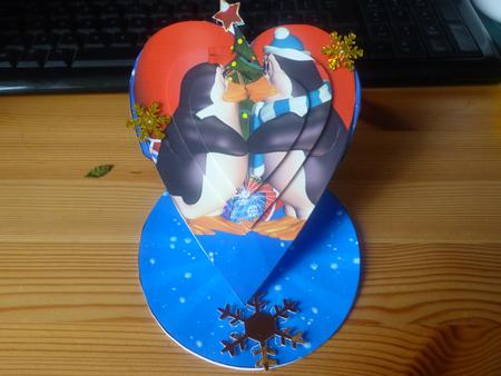 Loving Christmas Easel Card Penguins by Nicky Croft