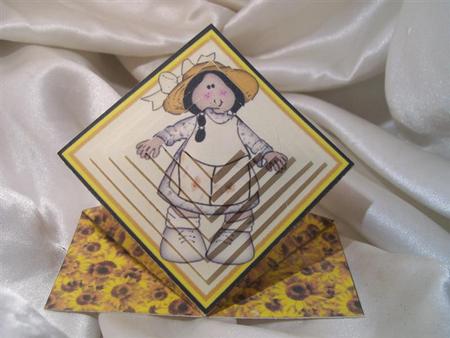 Girl in Beige with Sunflowers Spring Card by Nicky Mason