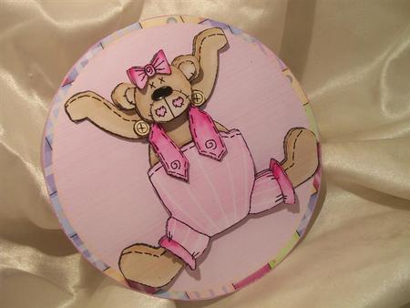 Cartwheeling Girl Bear Rolling Card. Base by Nicky Mason