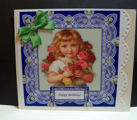 Vintage Girl Lace and Roses Square Card for Mum or Mom by Nikki Bevan