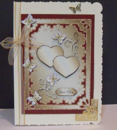 Two Hearts & 5 Butterflies Anniversary / Birthday Topper 2 by Nikki Bevan
