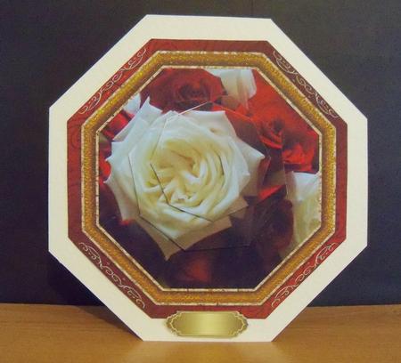 Red & White Roses Octagon Shaped Topper 5 by Nikki Bevan