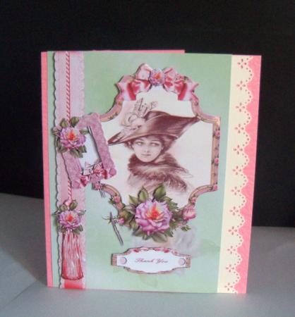 Beauty and Rose Card Front with Decoupage 2 by Nikki Bevan
