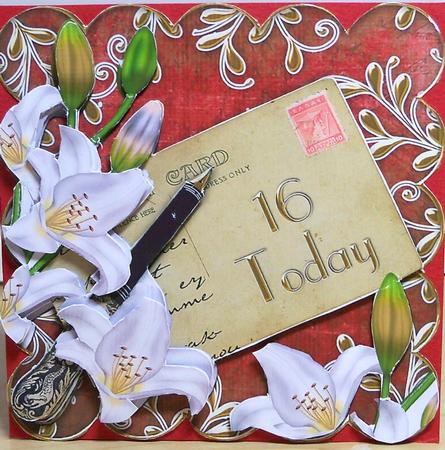 White Lily Scallop Postcard Red 16 Today Step by Step by Nikki Bevan