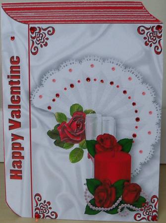 Pretty Fan with Roses on Folded Book Valentine A4 by Nikki Bevan