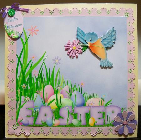 Easter Square Quick Card with Decoupage by Nikki Bevan