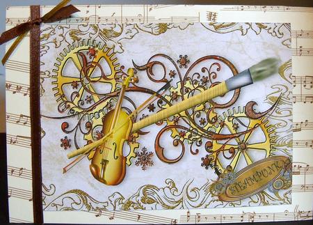 Violin in Steampunk Design with Frame A4 by Nikki Bevan
