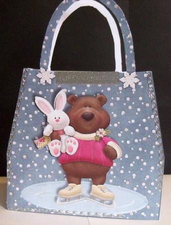 Out Skating Handbag Shaped Christmas Card by Nikki Bevan