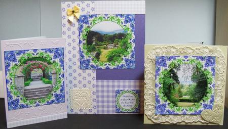 Country Gardens and Watercolour Delphiniums Card Toppers by Nikki Bevan