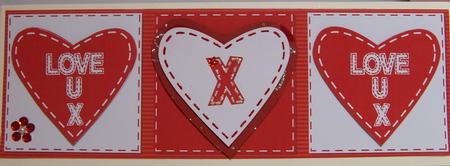 Large Dl Stitched Heart Card - Red & White by Nikki Bevan