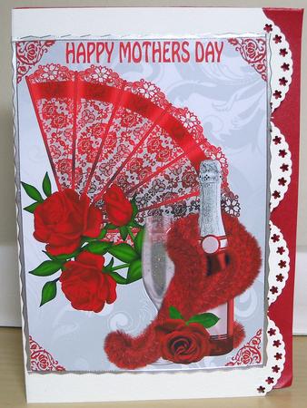 Rose Fan with Champagne for Mothers Day A4 by Nikki Bevan