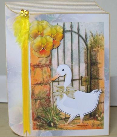 White Goose in the Garden with Flowers Folded Book by Nikki Bevan