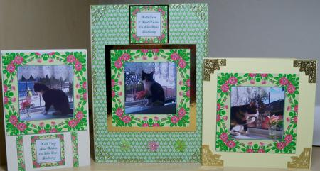 Katy Kitty Cat and Watercolour Rose Toppers and Gift Tag by Nikki Bevan