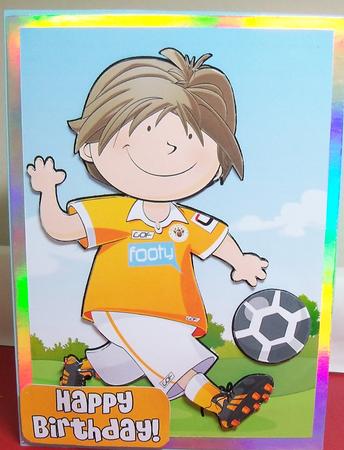 Mini Dude Footballer Orange and White by Nikki Bevan