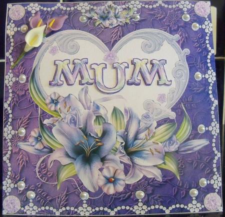 8 x 8 Inch Lily Mum Heart for Mothers Day or Birthday Card by Nikki Bevan