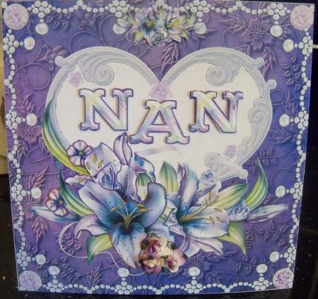 8 x 8 Inch Lily Nan Heart Birthday Card Topper by Nikki Bevan