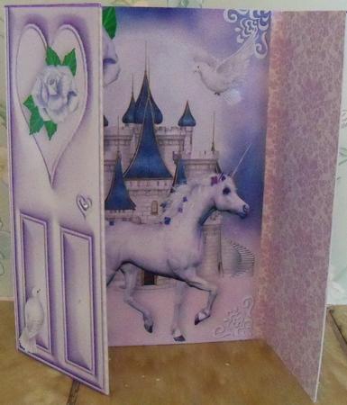 Beautiful White Unicorn, with Fantasy Castle, Doves Gatefold by Nikki Bevan