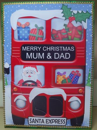 A5 Xmas Santa Express Mum & Dad Scallop Corner Stacker by Nikki Bevan