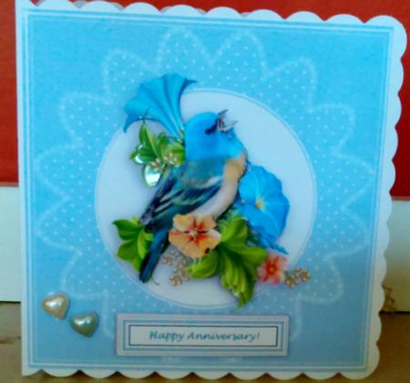 Morning Glory Bird Song 6 x 6 Decoupage Card Topper by Nikki Bevan
