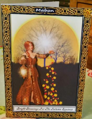 Mabon Autumn Equinox A5 Decoupage Card Topper by Nikki Bevan