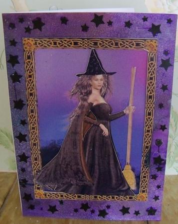 Witch & Cat (2) Samhain - Halloween - A5 Card Topper by Nikki Bevan