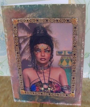 Egyptian Goddess - A5 Decoupage Card Topper by Nikki Bevan