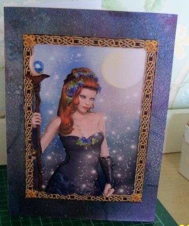 Moon Goddess - Winter Solstice A5 Card Topper with Decoupage by Nikki Bevan