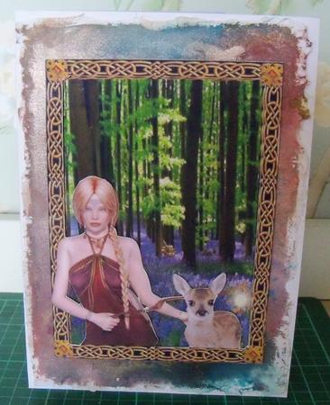 Goddess of the Forest (2) A5 Card Topper with Decoupage by Nikki Bevan