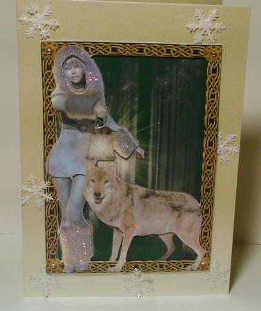 Yule Winter Solstice Wolf Goddess(2) A5 Card Topper by Nikki Bevan
