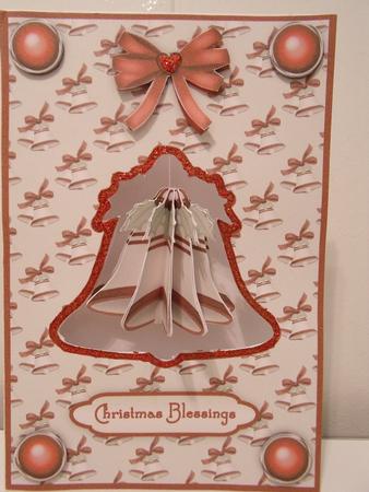 3D Cream Christmas Bell Dangler Embellishment and Card Front by Nicola Buckley-Feiven