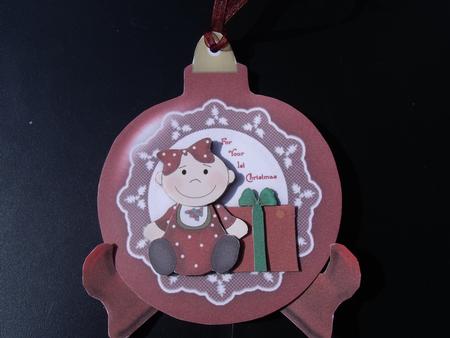 Baby's 1st Christmas Bauble Shaped Plate Card by Nicola Buckley-Feiven