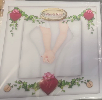 Mrs & Mrs - 8 x 8  Wedding, Civil Partnership Or Anniversary Card Topper With Decoupage by Niki Bailey