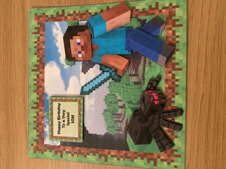 300dpi 6 x 6in Topper & Decoupage, Birthday Son/grandson/brother- Minecraft by Niki Bailey