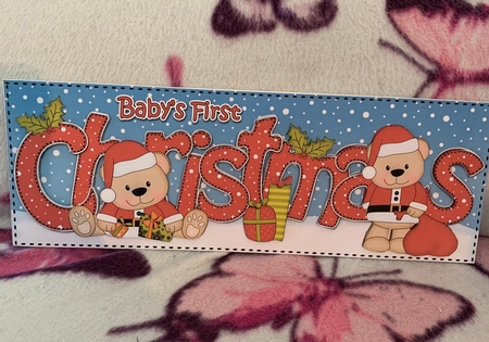 Large Dl Baby's 1st Christmas Livvy Bear 3D Decoupage by Niki Bailey