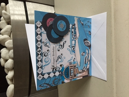 Rock & Roll Card Topper with Decoupage by Nikki Bailey
