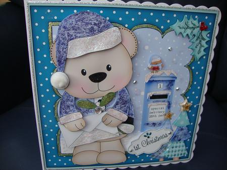 8x8 Xmas Livvy Bear Santa Letter Fight Mini Kit 3D Decoupage by MARION CORBETT