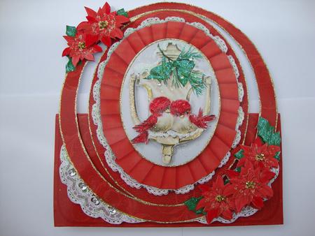Christmas Lovebirds Oval Over 3D Mini Card Kit by MARION CORBETT