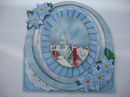 Christmas Rooftops Oval Over 3D Mini Card Kit by MARION CORBETT