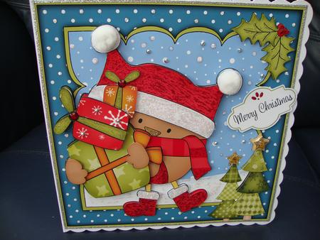 8x8 Xmas Bobbin Robin Presents Mini Kit 3D Decoupage by MARION CORBETT