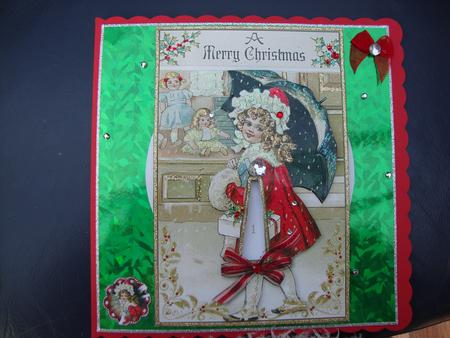 Girl in Red Dress Advent Wheel Card by MARION CORBETT