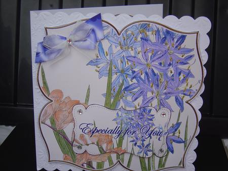 Blue Flowers Especially 8in Large Blooms Fancy Topper by MARION CORBETT