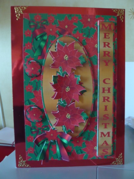 Poinsettia Gold & Red Decoupage Topper by Norma Howgate