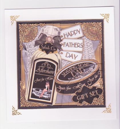 Fathers Day Aftershave Set 6in Duo Corner Stacker by Norma Howgate