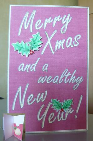 Elegant Christmas Holly Lottery Wallet Card by Norma Howgate