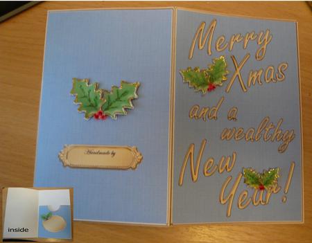 Elegant Christmas Holly Lottery Wallet Card by Norma Howgate