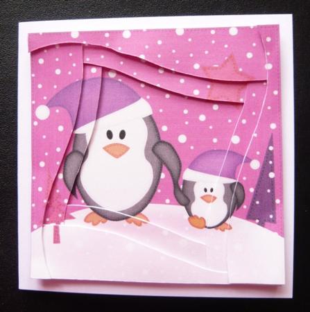 Cute Christmas Penguin Felties Wavy Spiral Side Stacker by Norma Howgate