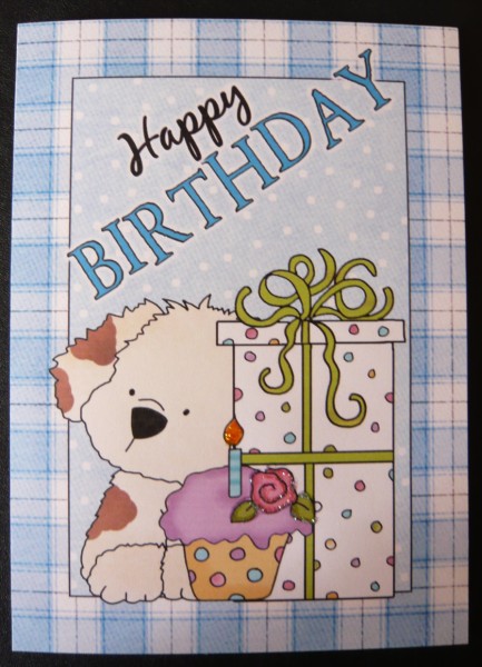 Little Puppy with Cupcake A4 by Norma Howgate
